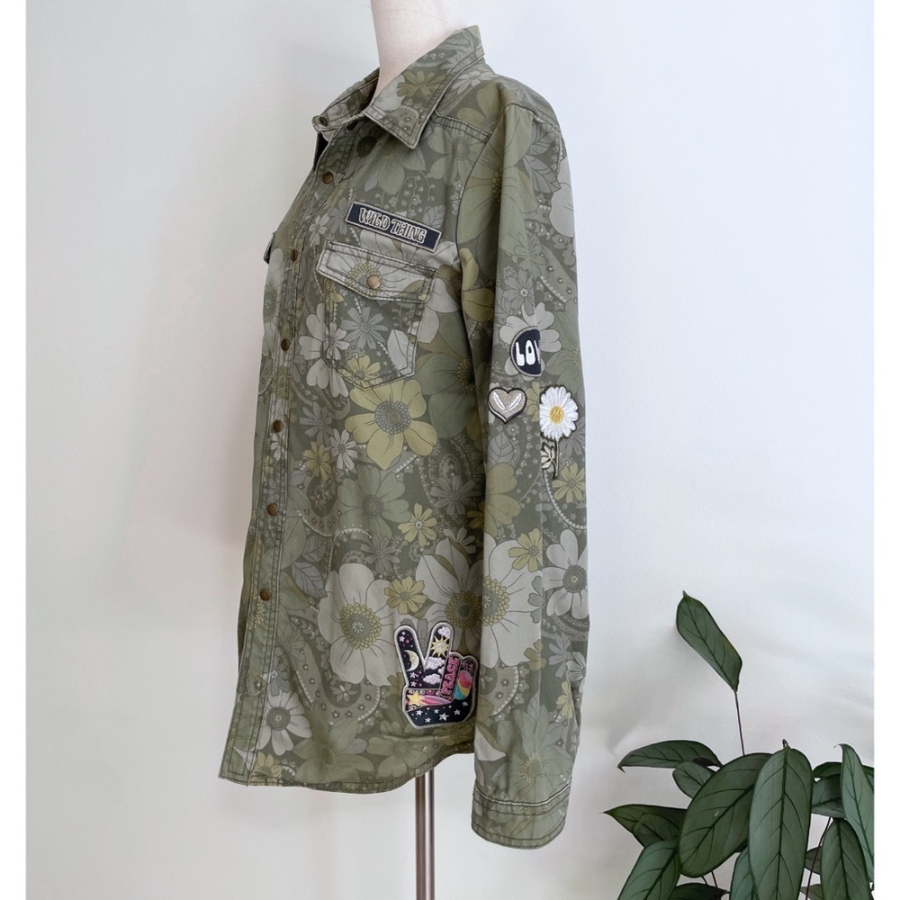 NWT Spell & The Gypsy Eden Camo Embroidered floral Patches Jacket S - Picture 9 of 16